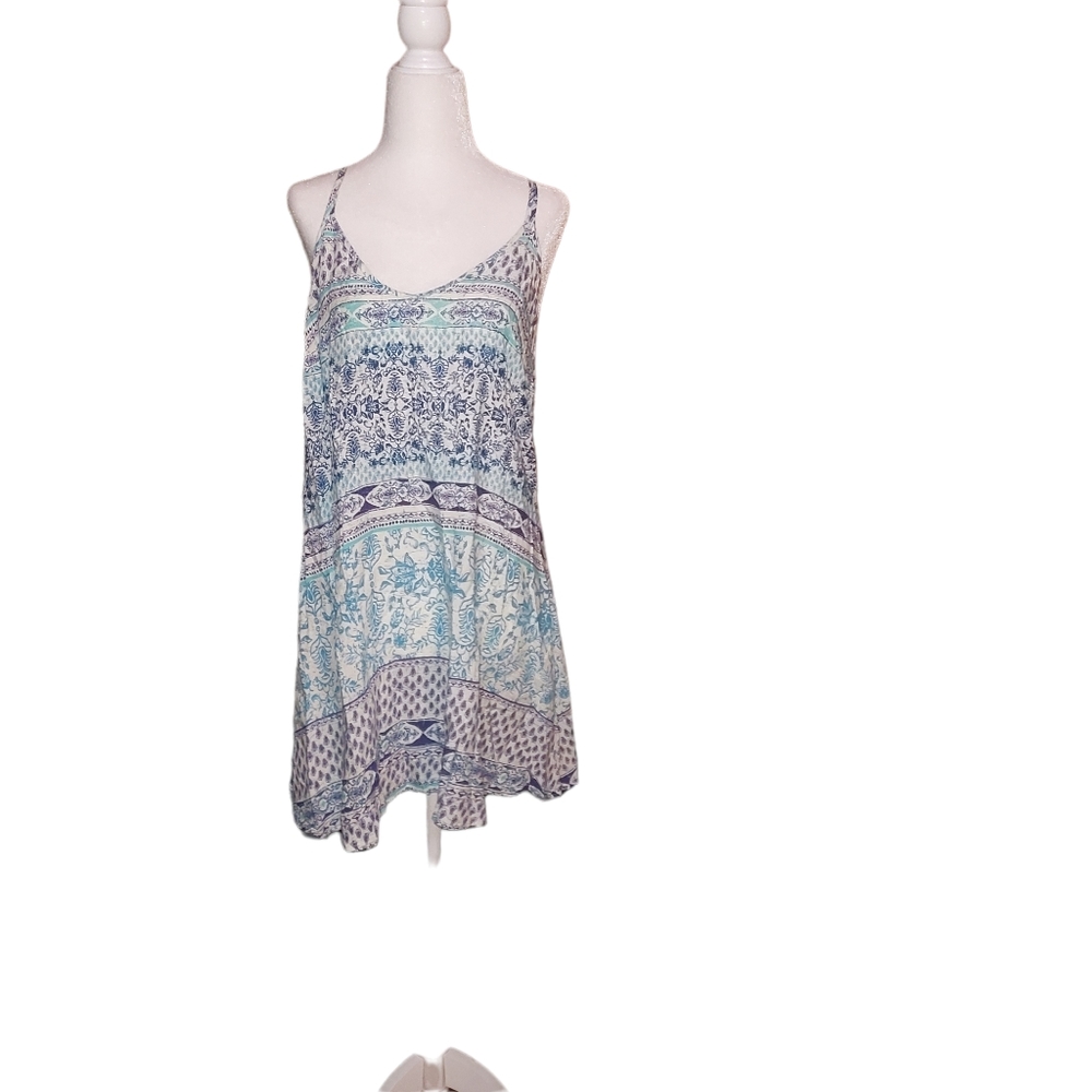 Lorimer M Mini Dress Sleeveless Blue Minimalist Woman Floral Chic Cottag…